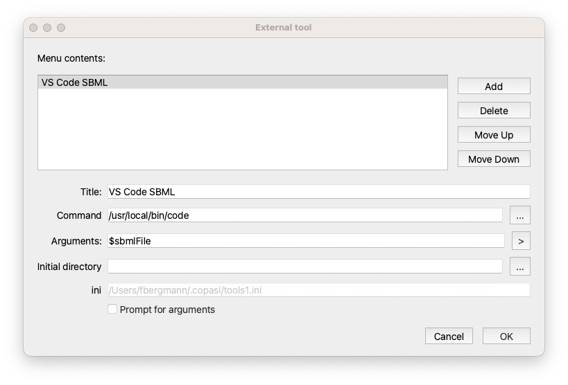 External Tools Dialog