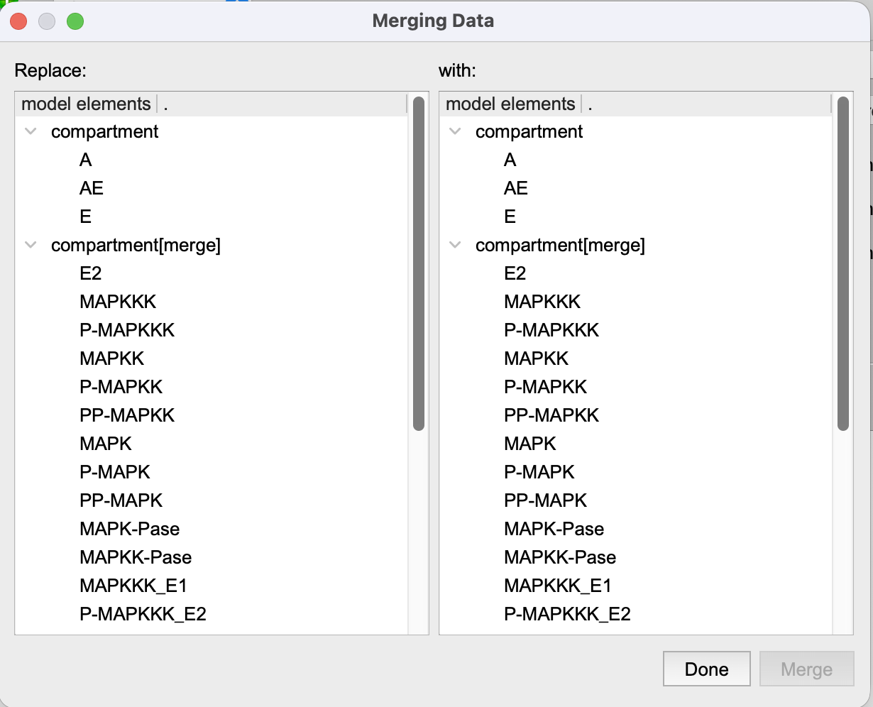 Merging added elements